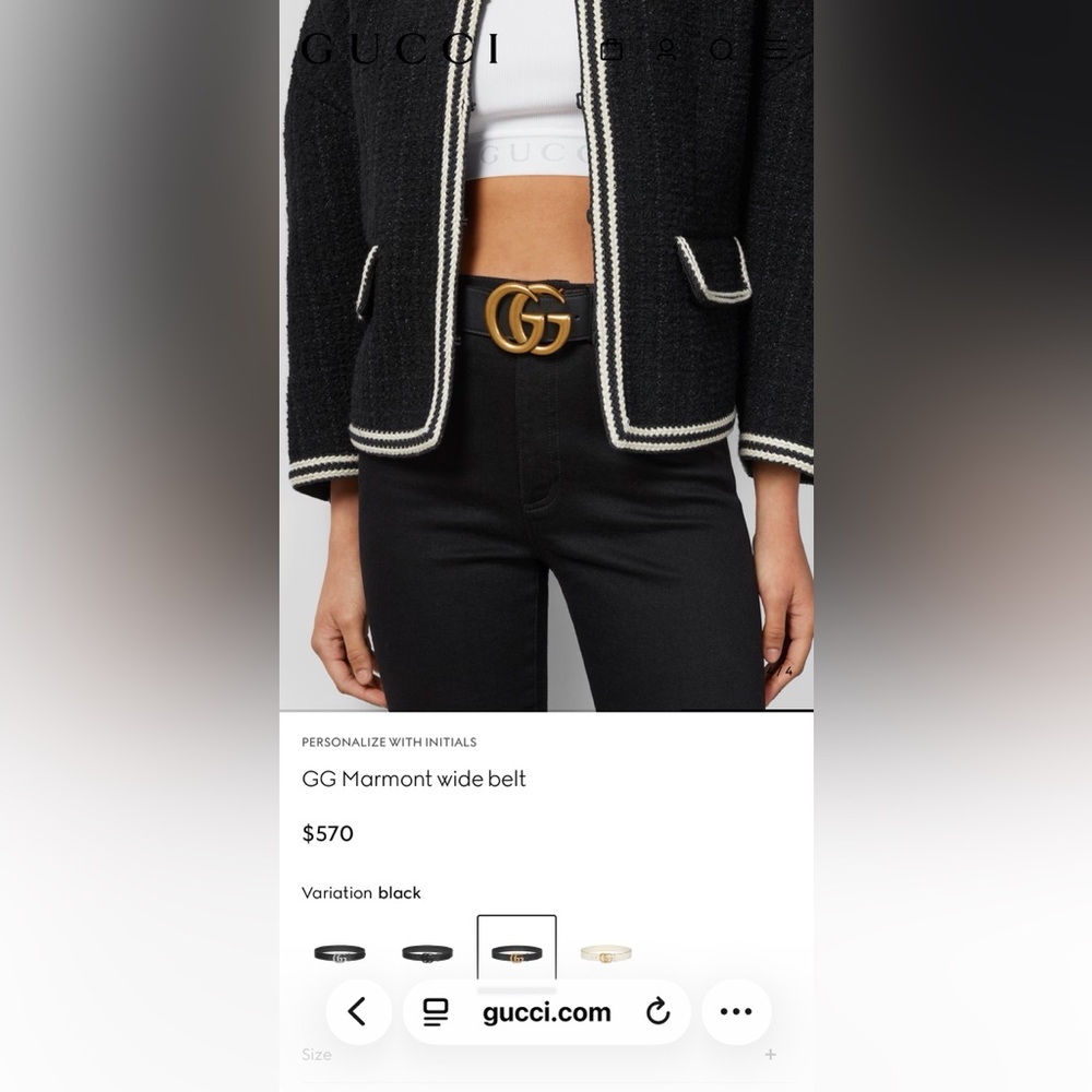 NWT Gucci Marmont Black Leather Belt with Gold GG Buckle. Size 95 - Picture 5 of 5